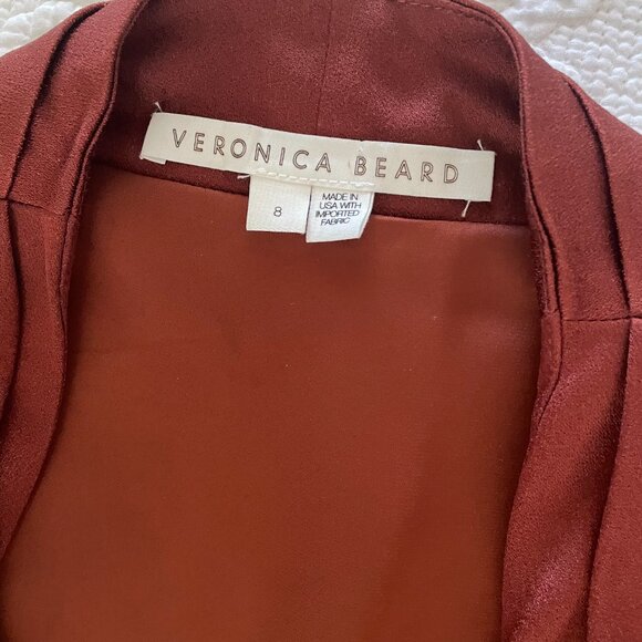 Veronica Beard Briony Satin Wrap Dress • Rust Copper Sleeveless Midi Size 8 - Picture 2 of 8